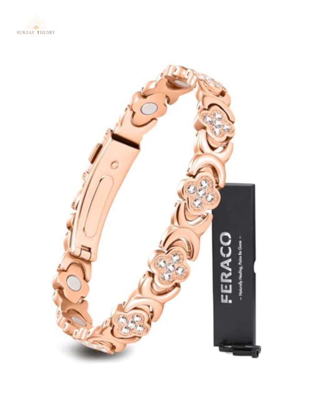 Pure Copper Magnetic Bracelet for Women - Neodymium Magnets - Adjustable Fold